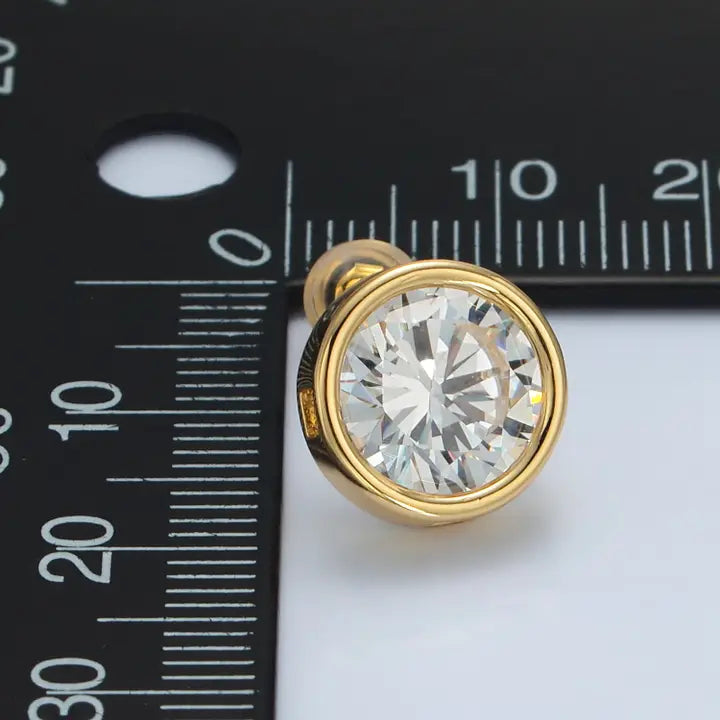 24K Gold Filled 12mm Round Bezel Stud Earring