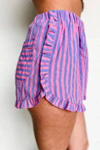 Striped Ruffled Hem Shorts