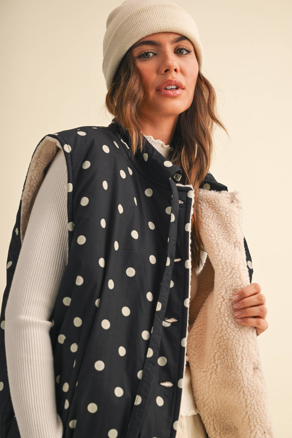 Fleece Lined Polka Dot Vest