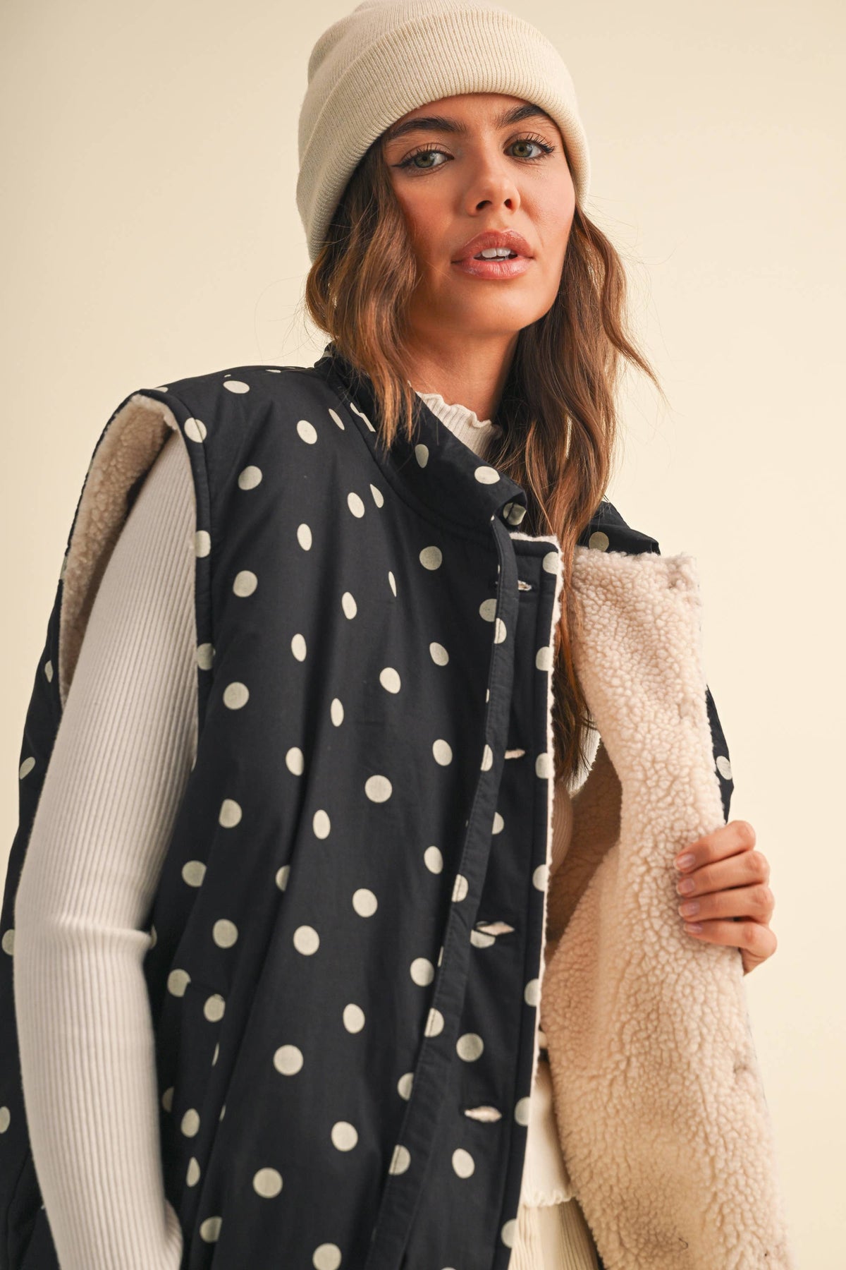 Fleece Lined Polka Dot Vest