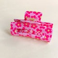 Dopamine Flower Square Hair Claw Clip: Pink