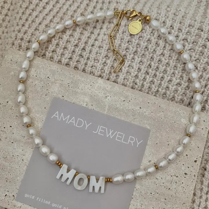 Mom Pearl necklace mothers Day natural freshwater pearls