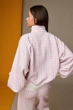 GINGHAM PINK PULLOVER SWEATSHIRT