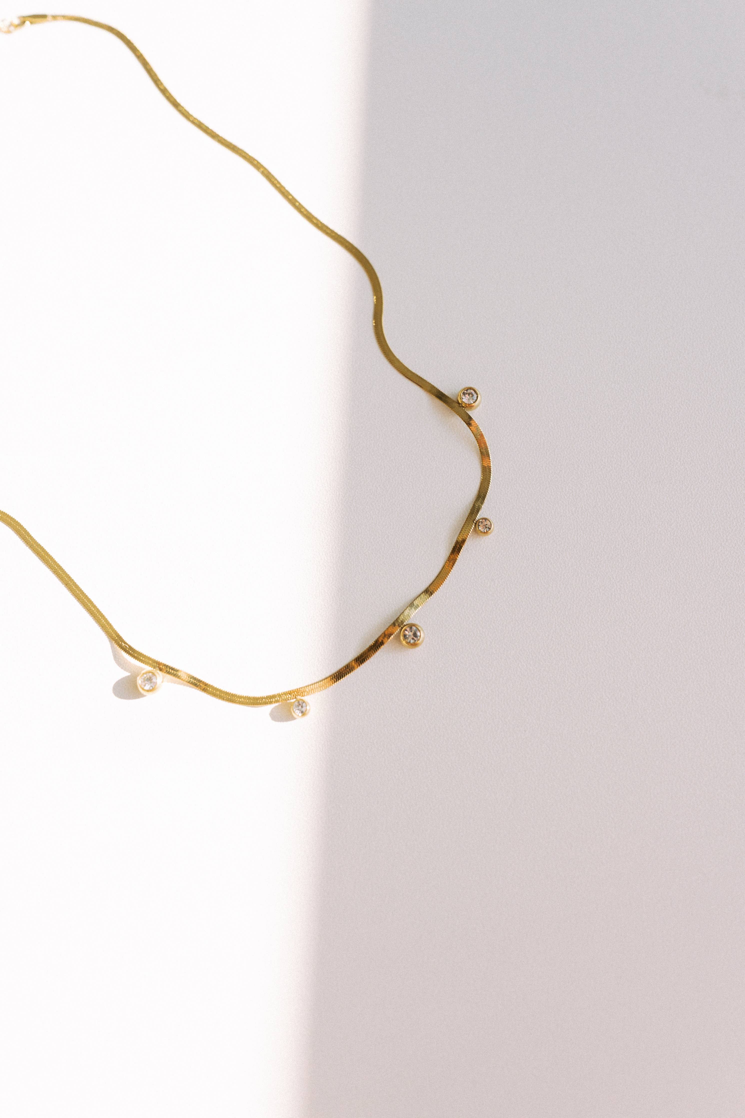 Cassi Herringbone Crystal Necklace
