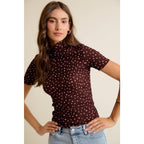 POLKA DOT CRINKLED SHORT SLEEVES TOP