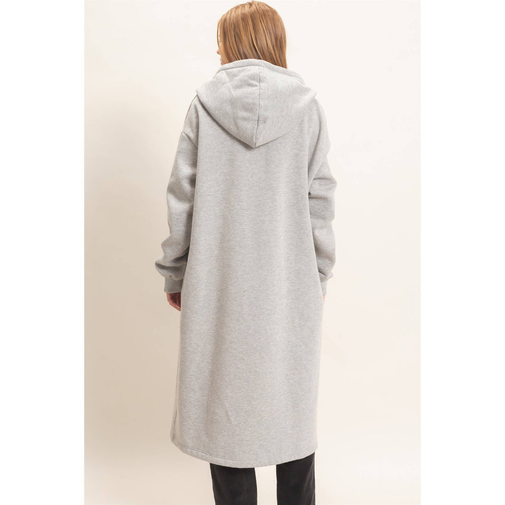 Oversized Hooded Open Front Coat
