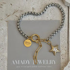 Star charm  two tone silver and gold ombre pendant bracelet