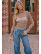 Semi Sheer Print Mesh Top