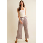 GINGHAM LACE RUFFLED PANTS