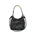 Curved Bar Handle Slouchy Bucket Bag