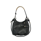 Curved Bar Handle Slouchy Bucket Bag