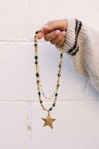 Ziggy Star Layered Necklace Green