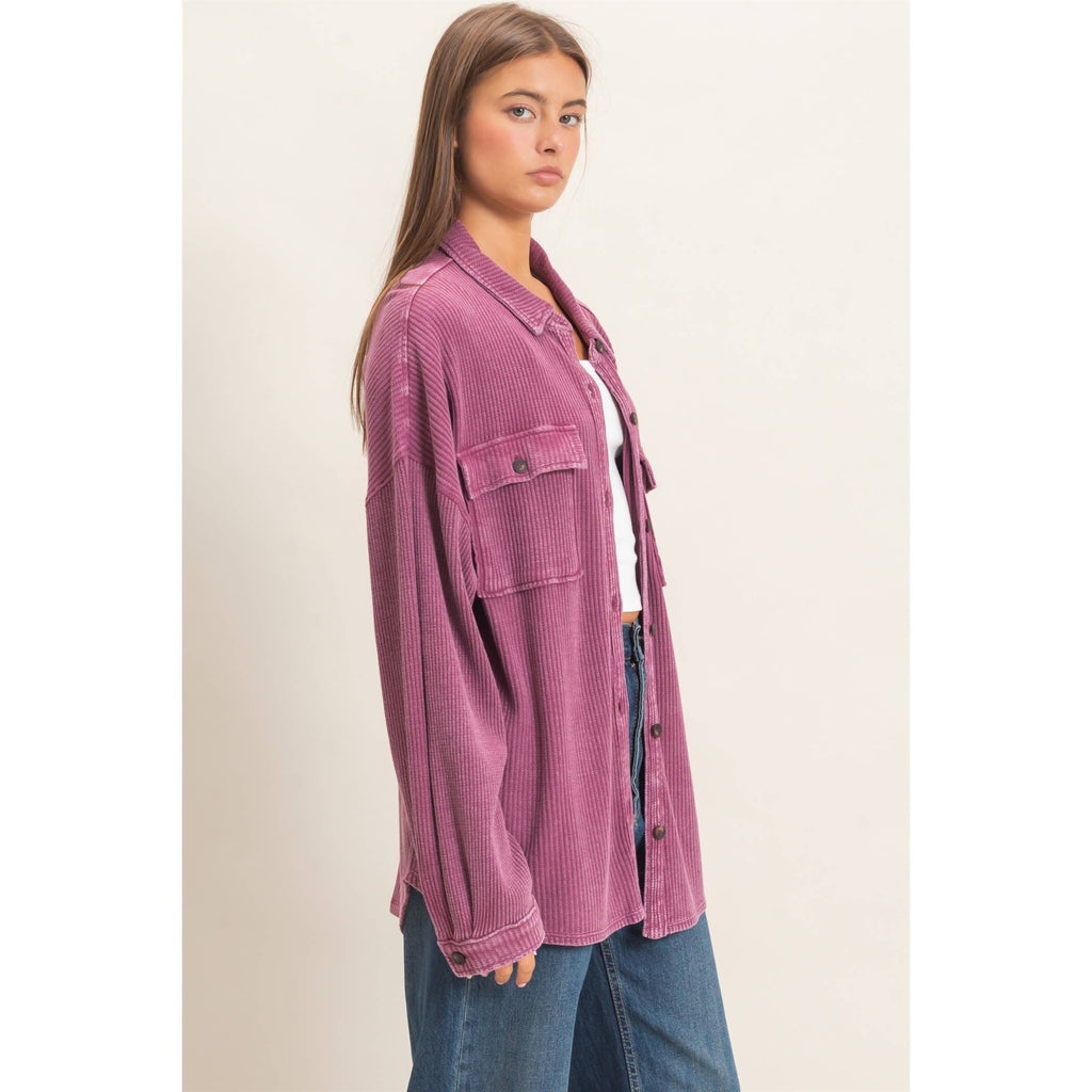 Burgundy Waffle Knit Shacket