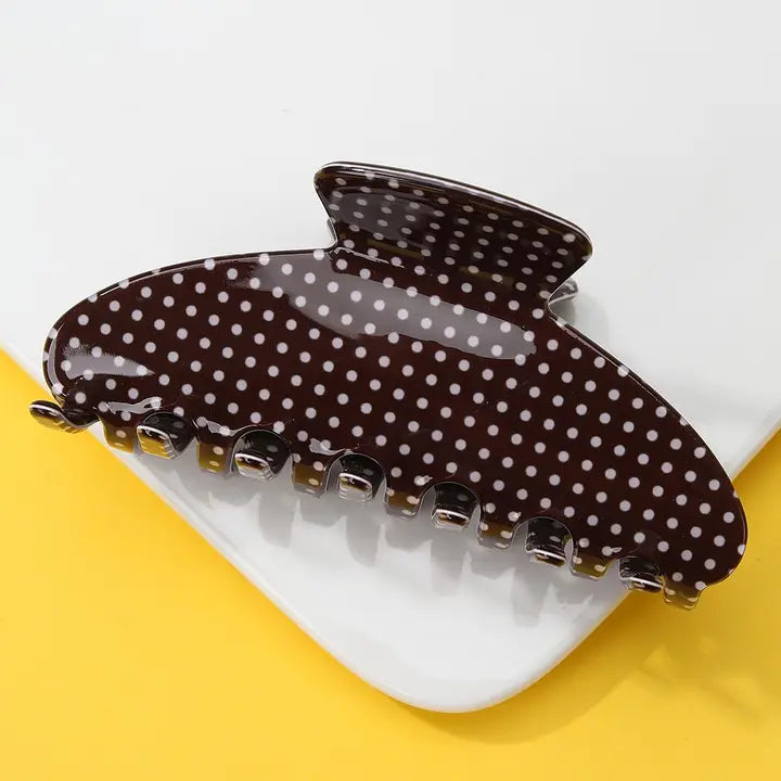 Brown Polka Dot Claw Clip