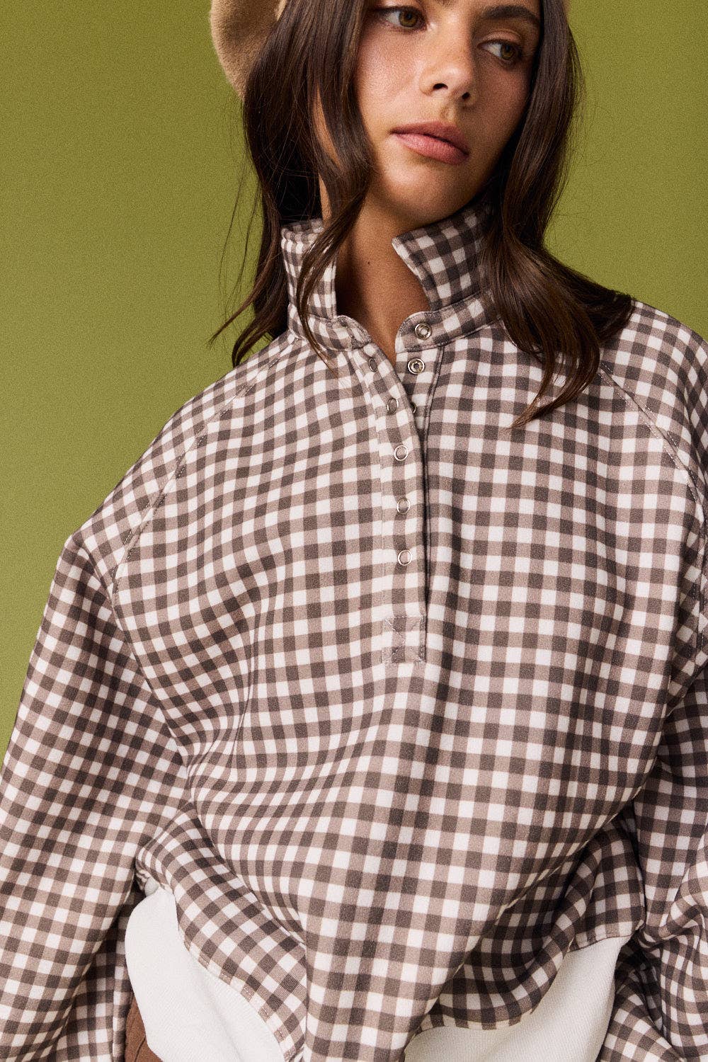 CHECKERED PIPER SNAP BUTTON SWEATER