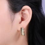 24K Gold Filled Chunky Striped Hoop Earrings