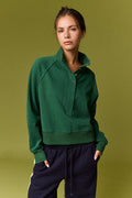 Snap Button Mock Neck Pullover