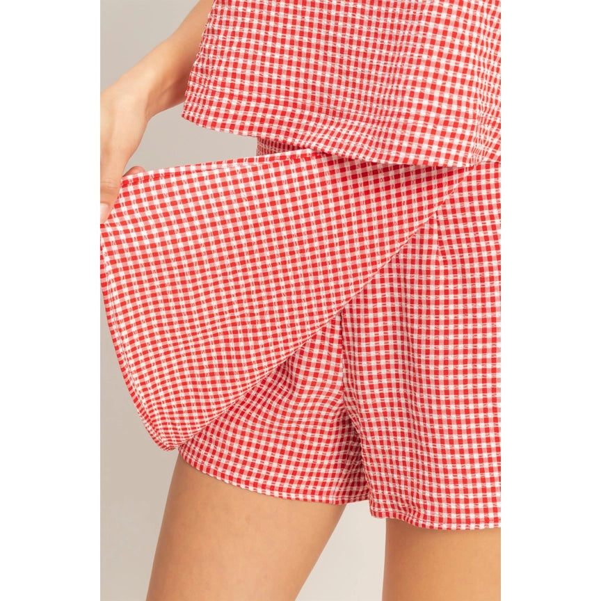 Gingham Sleeveless Top and Skort Set