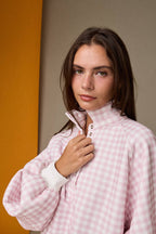 GINGHAM PINK PULLOVER SWEATSHIRT