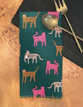 Cotton Tea Towel with Embroidered Detail | Colorful Wild Cat
