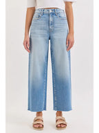 High Rise Crop Wide Leg with Raw Hem