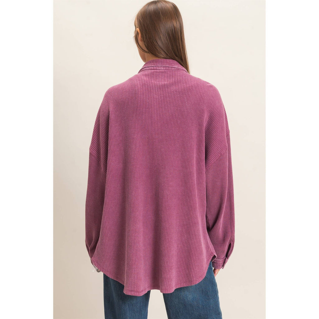Burgundy Waffle Knit Shacket