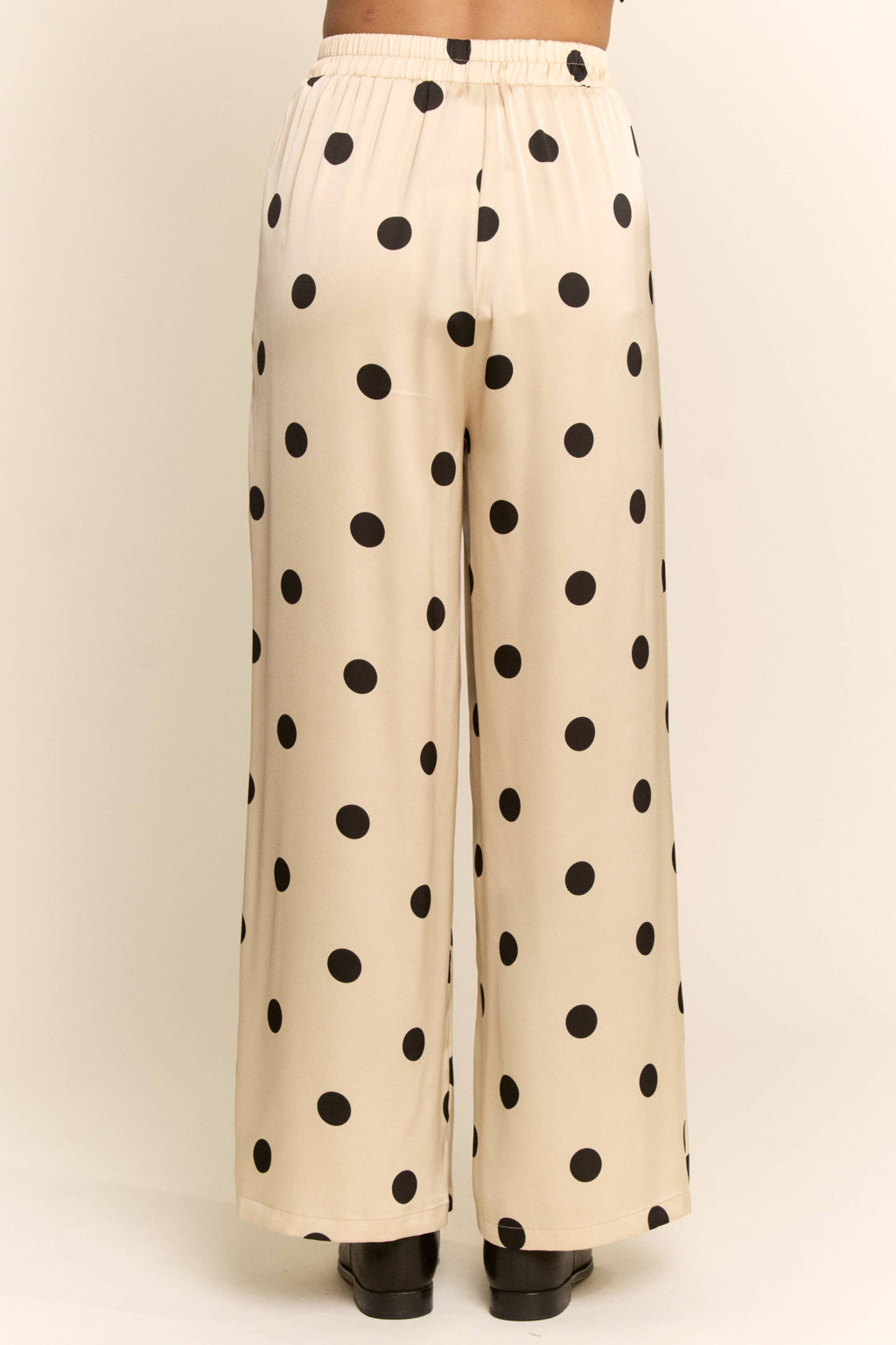 Polka Dot Satin Wide-Leg Pants