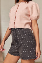 Polka Dot Denim Shorts