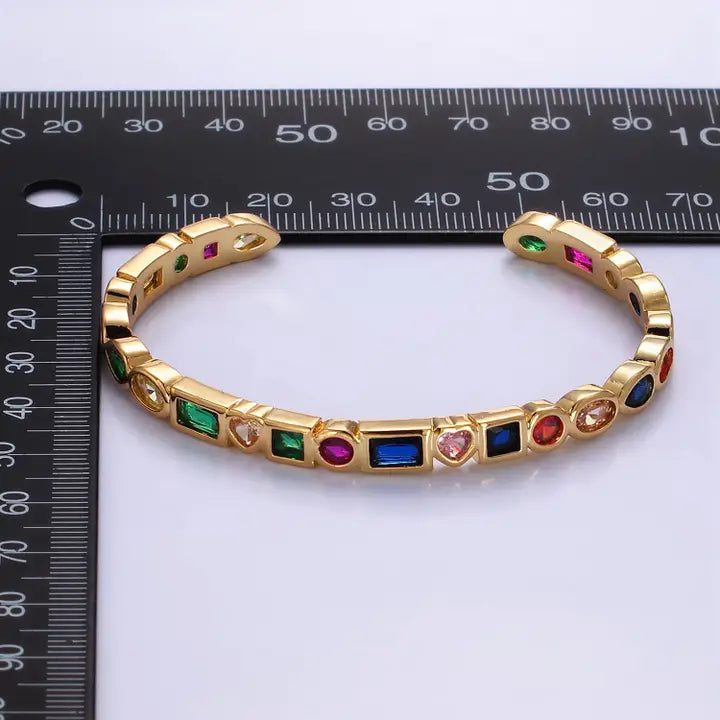 24K Multicolor Geometric Cuff Bracelet