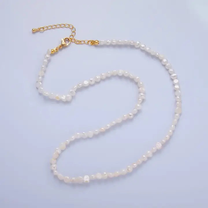 24K Gold Filled 5mm Mini Baroque Freshwater Pearl 16 Inch Necklace
