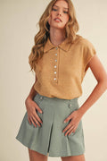 CAP SLEEVE COLLARED SWEATER VEST