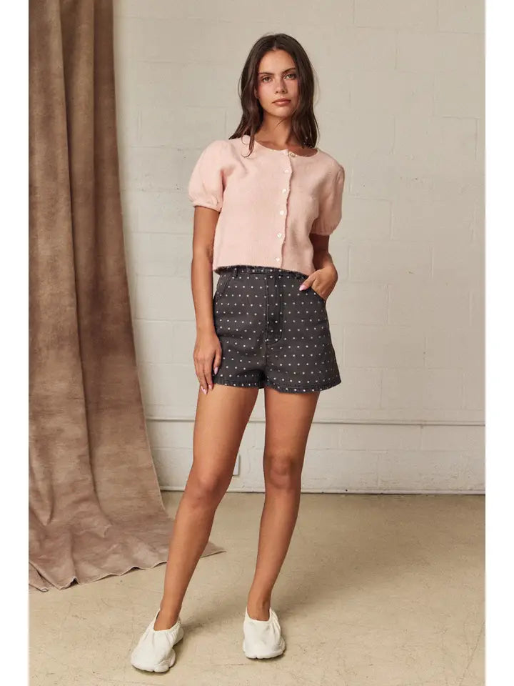 Polka Dot Denim Shorts