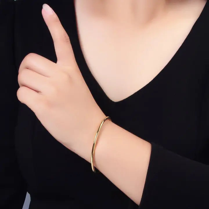 24K Gold Filled Minimalist Band Cuff Bangle Bracelet