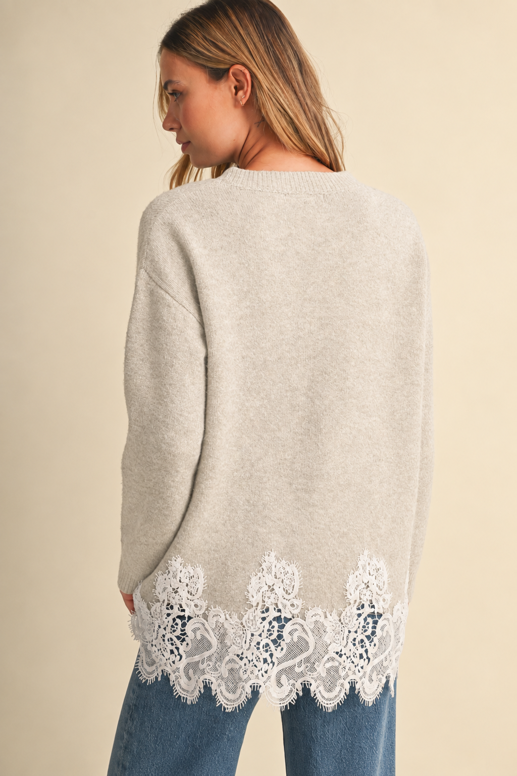 Lace Crew Neck Sweater