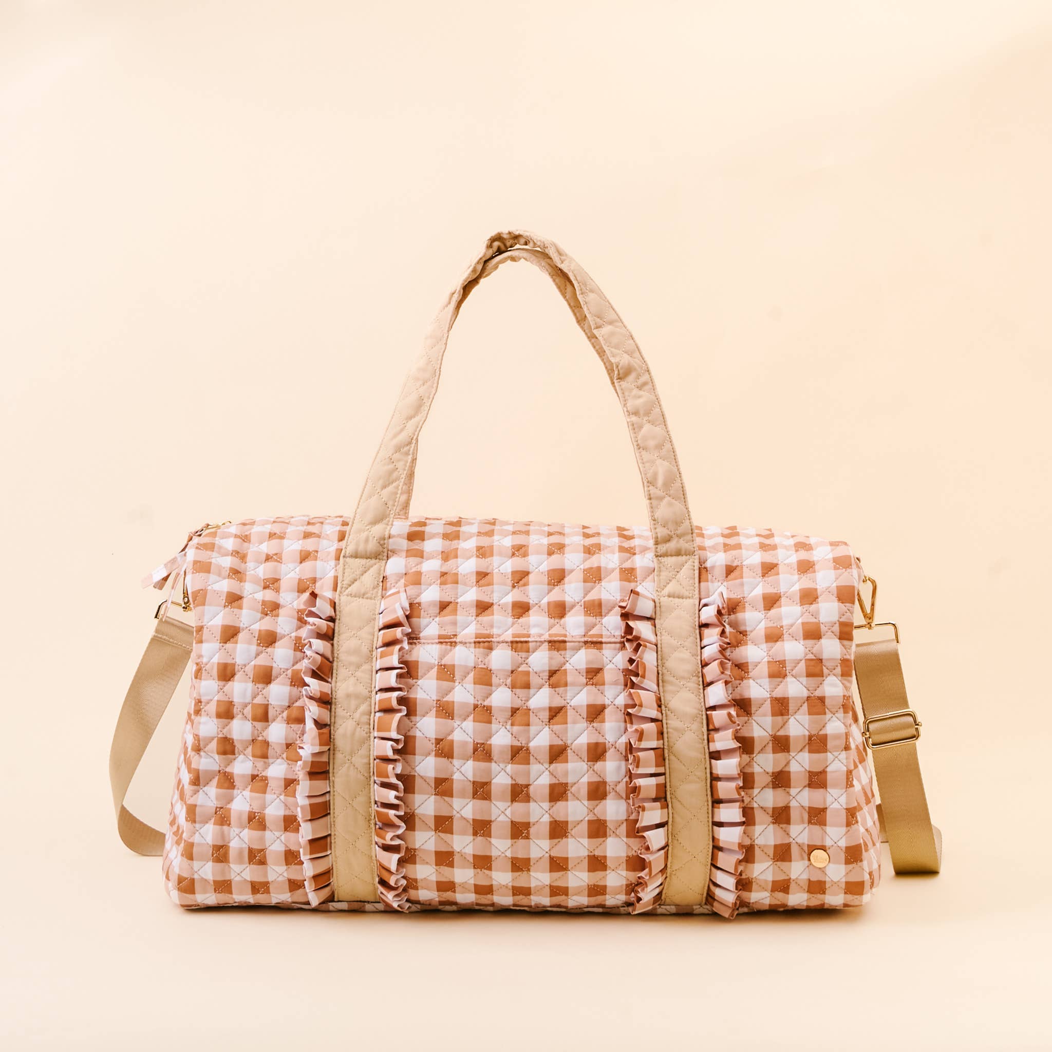 On-the-Go Quilted Weekender Bag-Maple Gingham