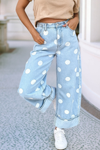 Casual Polka Dot Ankle-Length Regular Jeans