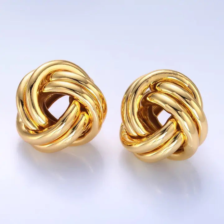 24K Gold Filled Geometric Knot Stud Earrings