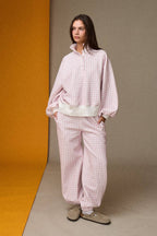 GINGHAM PINK PULLOVER SWEATSHIRT