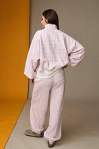 GINGHAM PINK PULLOVER SWEATSHIRT