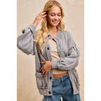 WASHED RIB BANDED COTTON SWEATER KNT CARDIGAN TOP