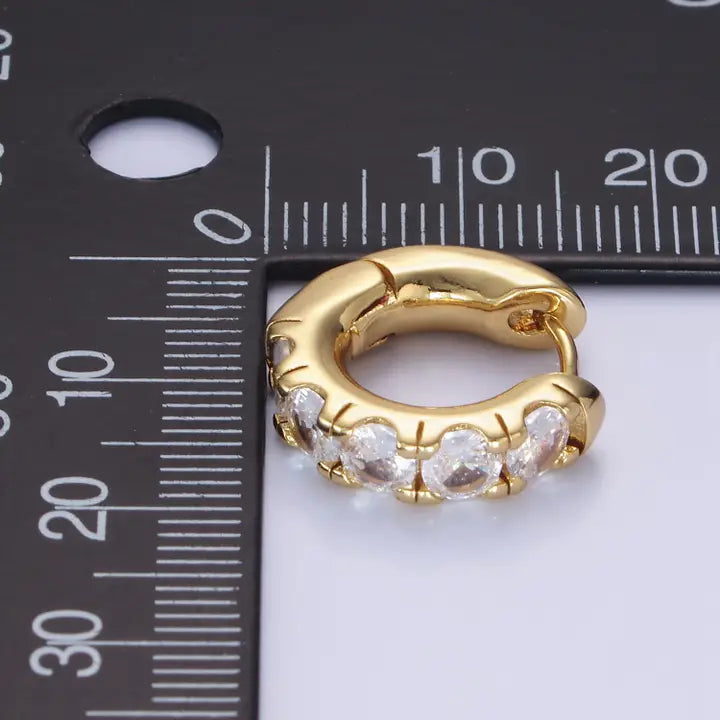 14K Gold Filled Clear Cz Rounded 17mm Huggie Earrings