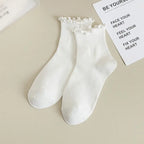 Womens Solid Color Ruffle Ankle Socks: White