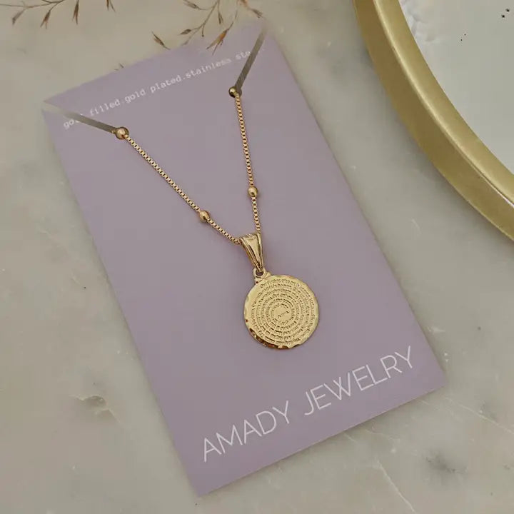 Our Father prayer coin charm Necklace