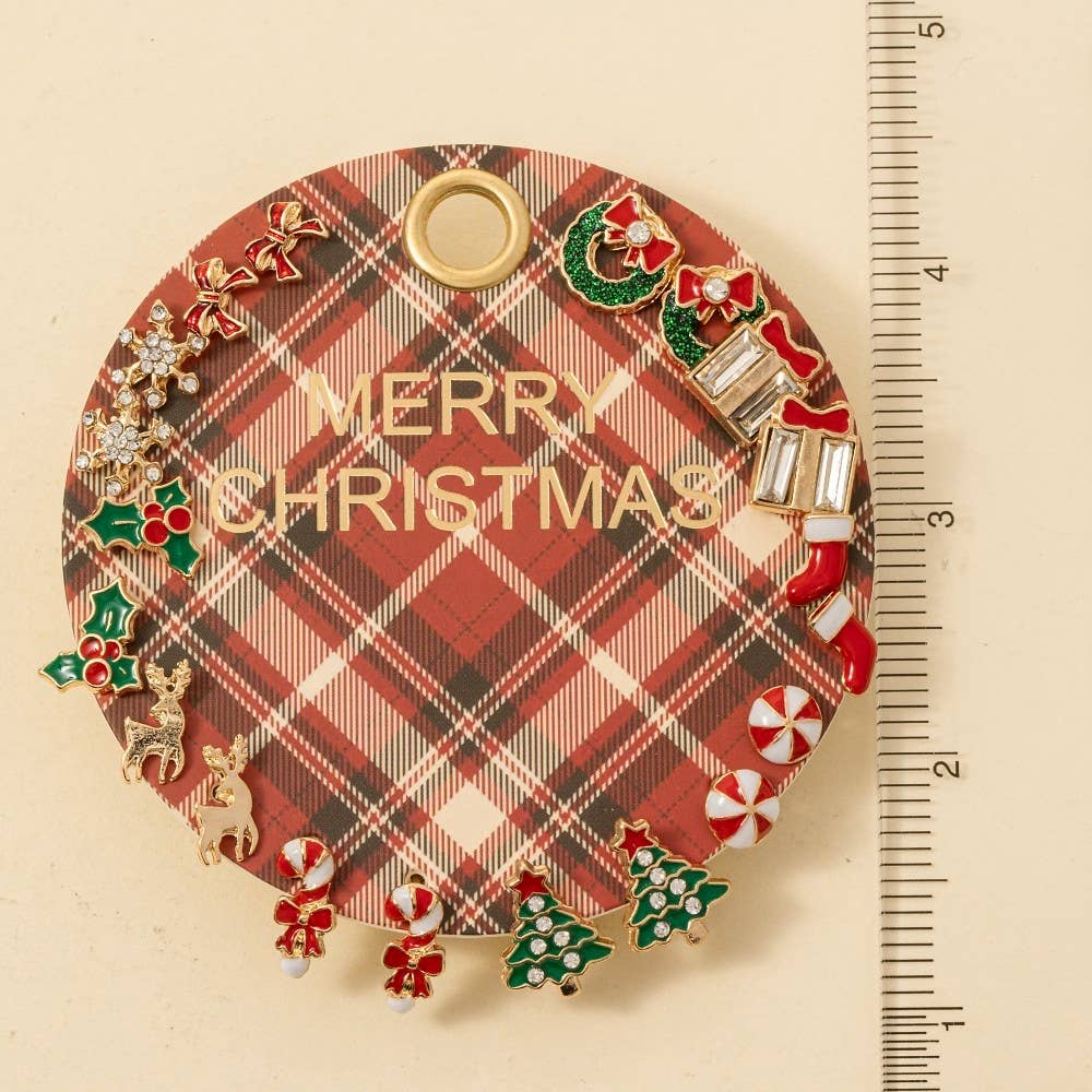 Assorted Enamel Christmas Themed Earrings Set