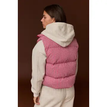 Red Gingham Puffer Vest