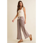 GINGHAM LACE RUFFLED PANTS