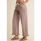 GINGHAM LACE RUFFLED PANTS