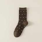 Lace Polka Dot Comfort Breathable Socks: Coffee