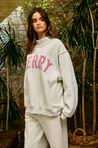 "MERRY" Mock Neck Sweatshirt