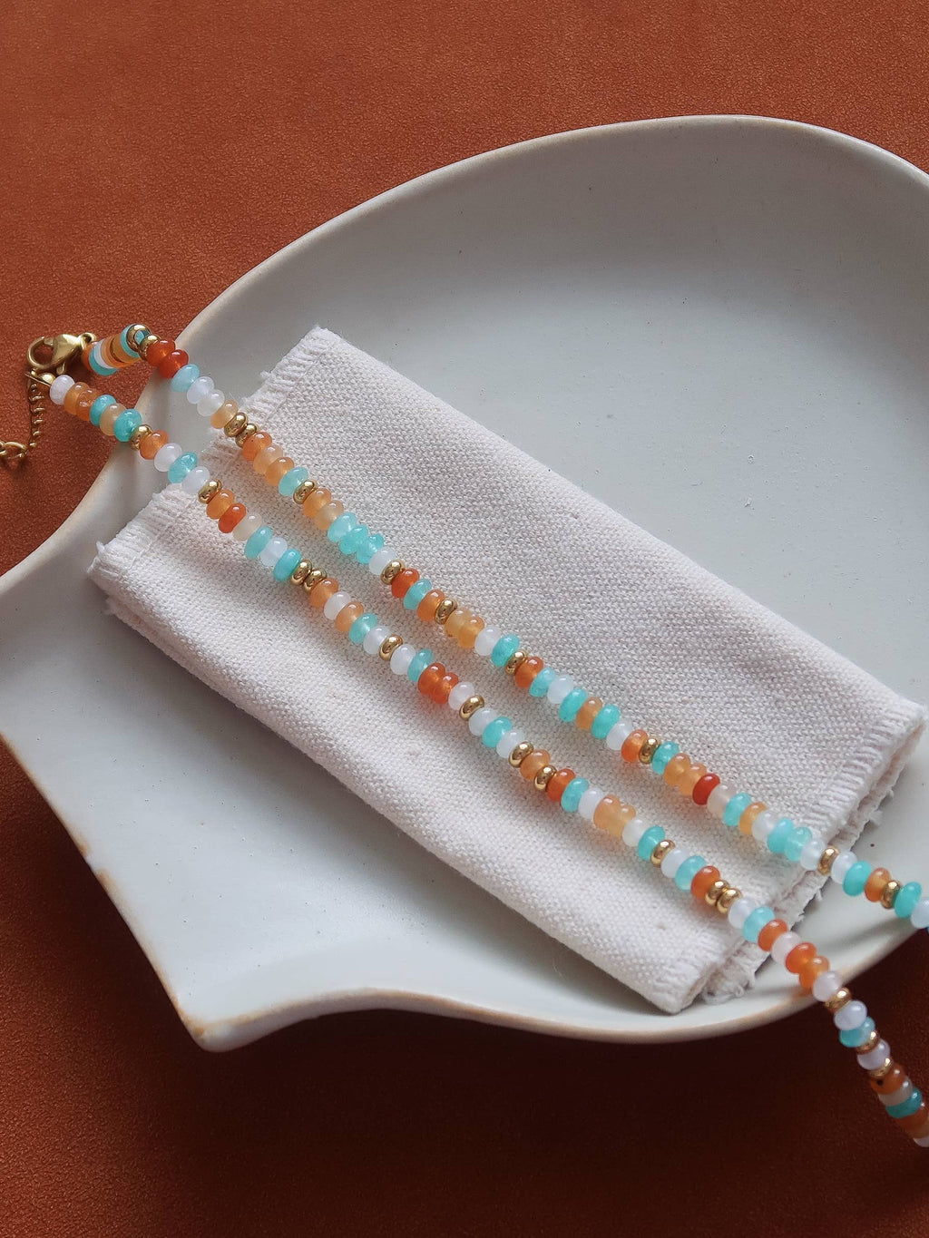 Indira 18K Gold Non-Tarnish Smooth Bead Boho Necklace